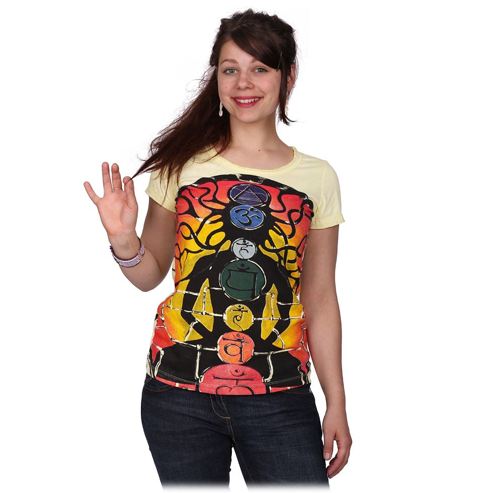 Dámske etno tričko Mirror s krátkym rukávom Meditation Yellow Thailand