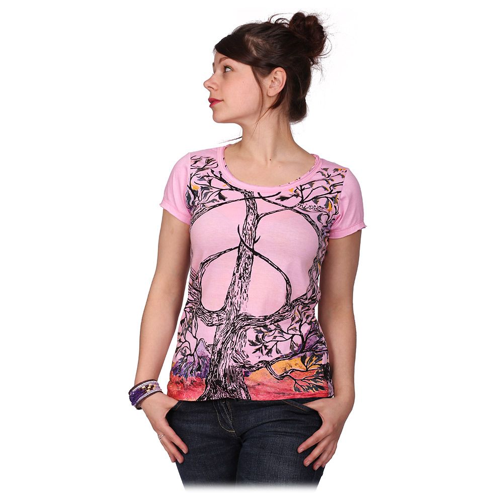 Dámske etno tričko Mirror s krátkym rukávom Tree of Peace Pink Thailand
