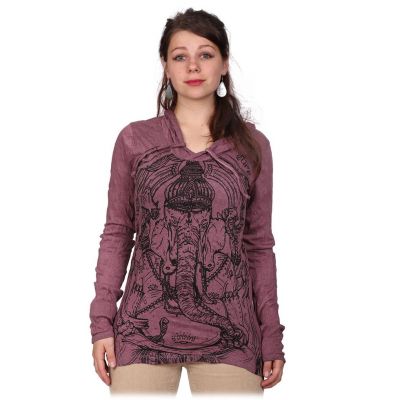 Dámske tričko Sure s kapucňou Angry Ganesh Purple | S, M, L - POSLEDNÝ KUS!