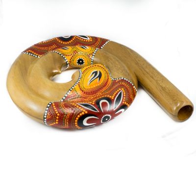 Cestovné didgeridoo v tvare špirály v červenom prevedení