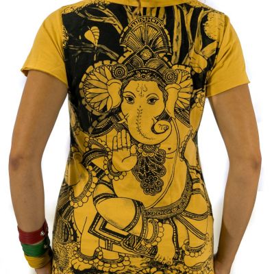 Dámske etno tričko Mirror s krátkym rukávom Ganapati Yellow Thailand
