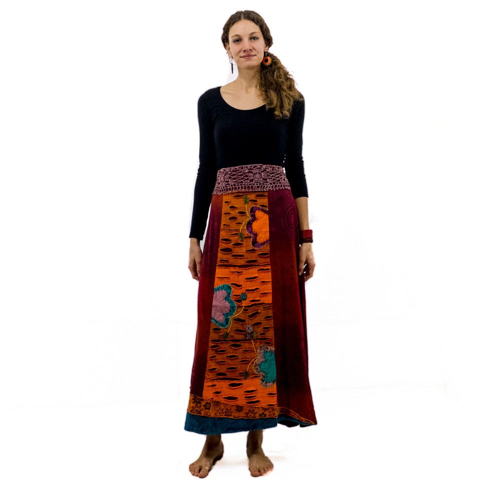 Dlhá vyšívaná etno sukne Ipsa Anggur