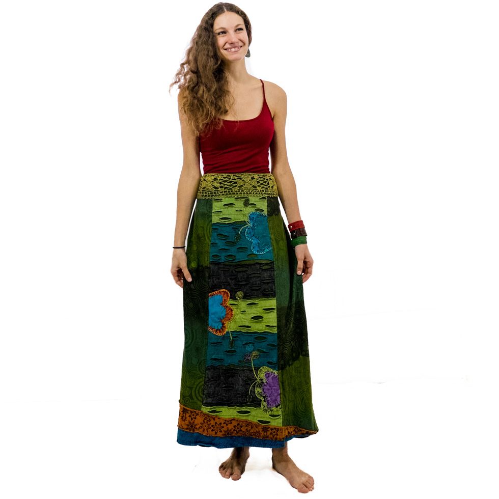 Dlhá vyšívaná etno sukne Ipsa Hijau