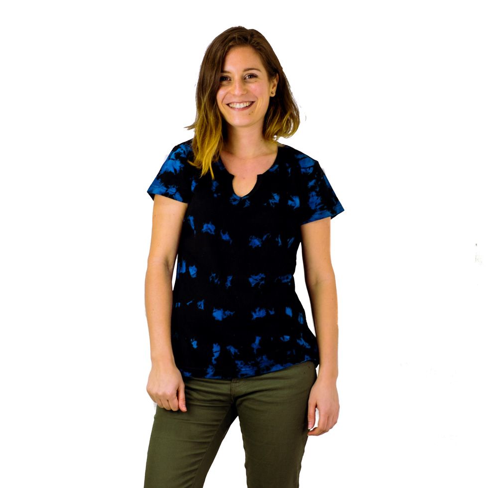 Dámske batikované tričko s krátkym rukávom Benita Blue Nepal