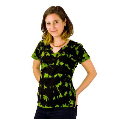 Dámske batikované tričko s krátkym rukávom Benita Green Nepal