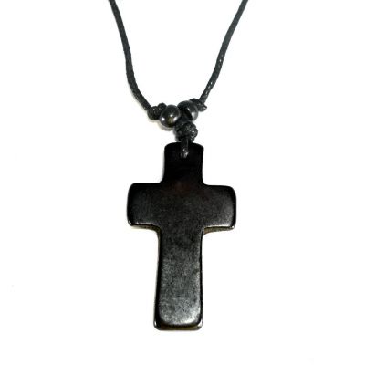 Kostený prívesok Křížek - čierny, jednoduchý