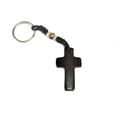 Kostený prívesok na kľúče Křížek - čierny