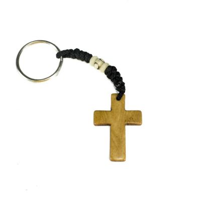 Kostený prívesok na kľúče Křížek - hnedý