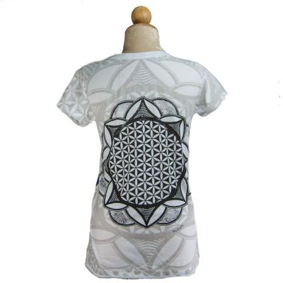 Dámske etno tričko Mirror s krátkym rukávom Flower of Life White Thailand