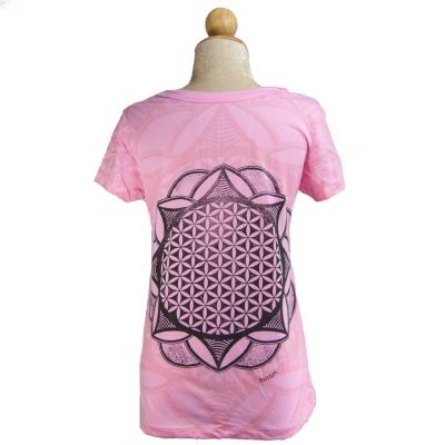 Dámske etno tričko Mirror s krátkym rukávom Flower of Life Pink Thailand