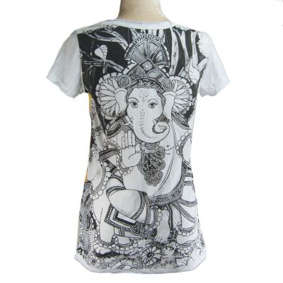 Dámske etno tričko Mirror s krátkym rukávom Ganapati White Thailand