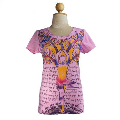 Dámske etno tričko Mirror s krátkym rukávom Tree of life yoga Pink | S