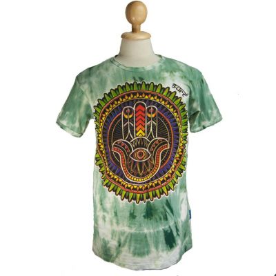 Etnické batikované tričko Sure Hand of Fatima Green | M, XL, XXL