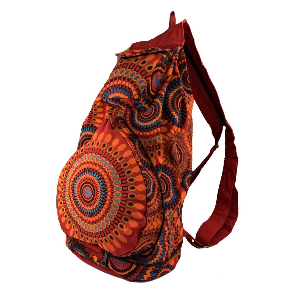 Červený bavlnený batoh s mandalami Mandala Red Nepal