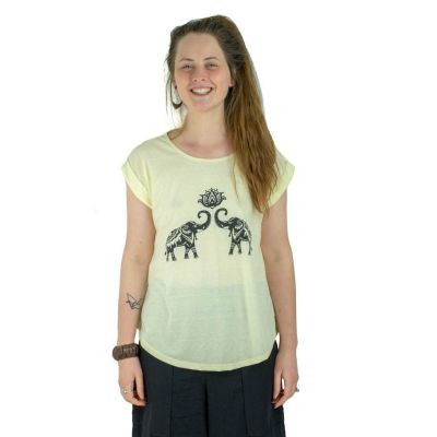 Dámske tričko s krátkym rukávom Darika Spiritual Elephants yellowish | UNI