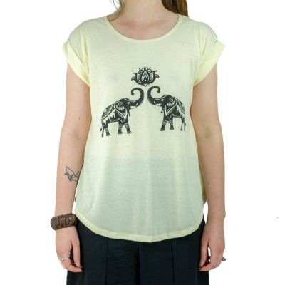 Dámske tričko s krátkym rukávom Darika Spiritual Elephants yellowish Thailand