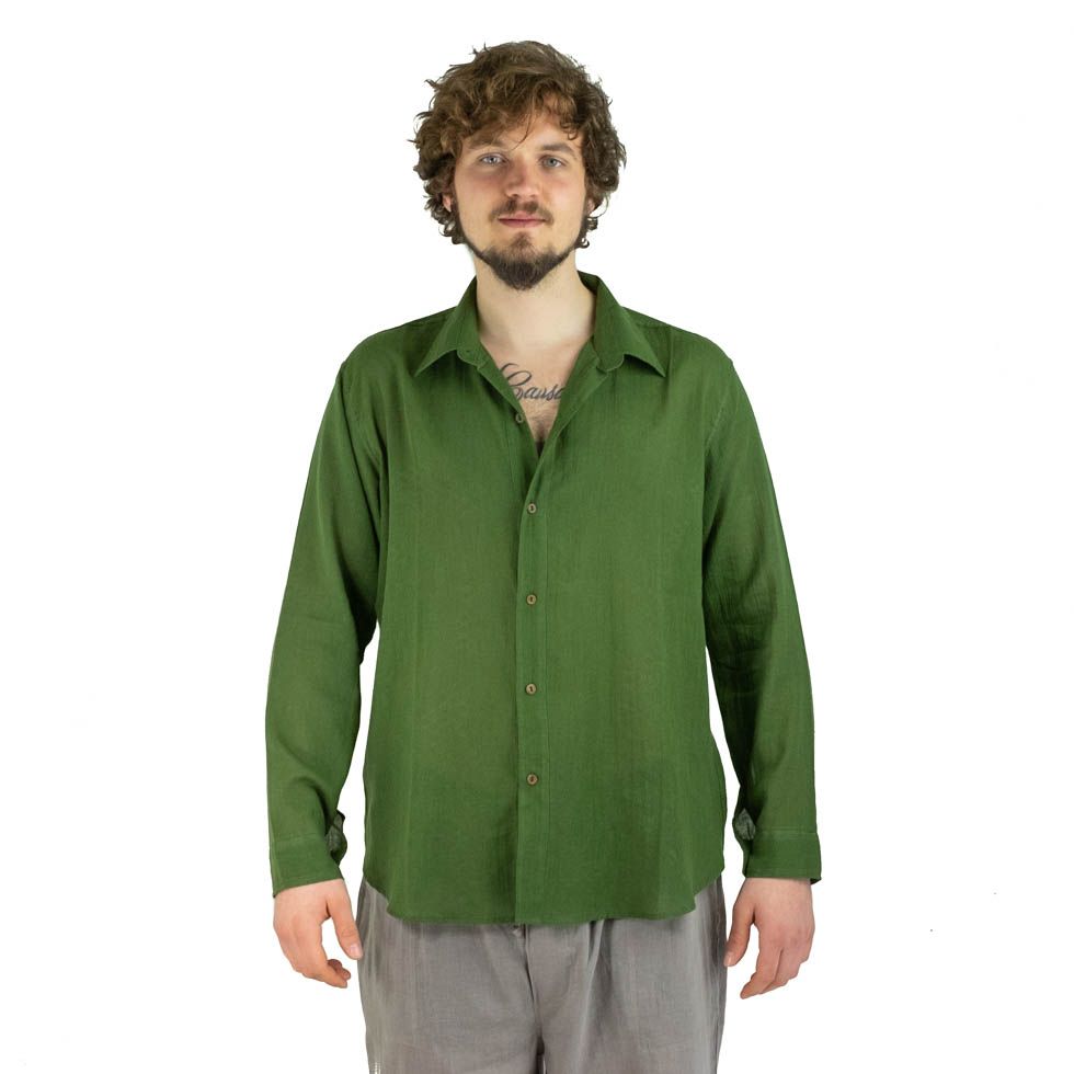 Pánska košeľa s dlhým rukávom tombolu Green Thailand