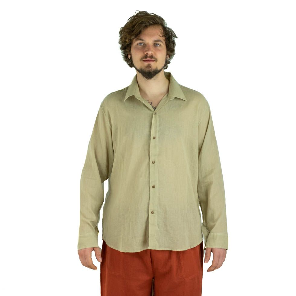 Pánska košeľa s dlhým rukávom Tombol Light Brown Thailand