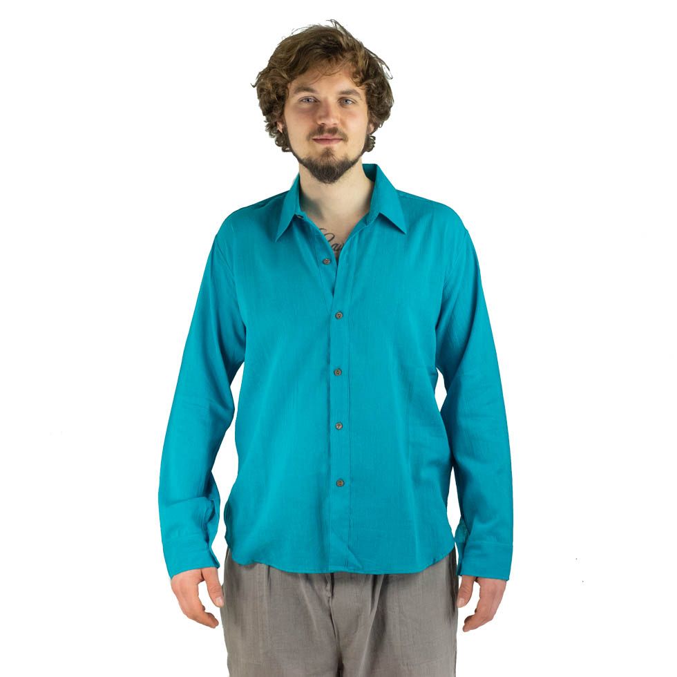 Pánska košeľa s dlhým rukávom tombolu Turquoise Thailand