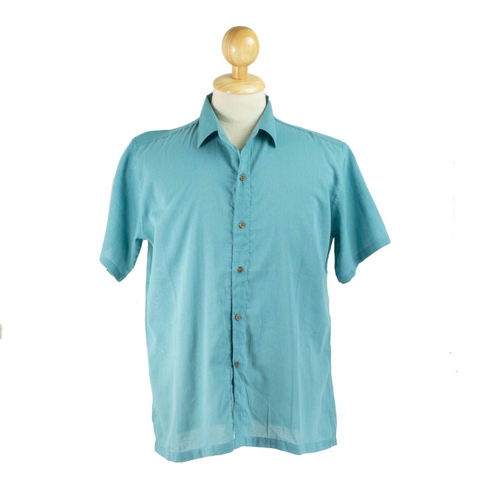 Pánska košeľa s krátkym rukávom Jujur Teal Blue Thailand