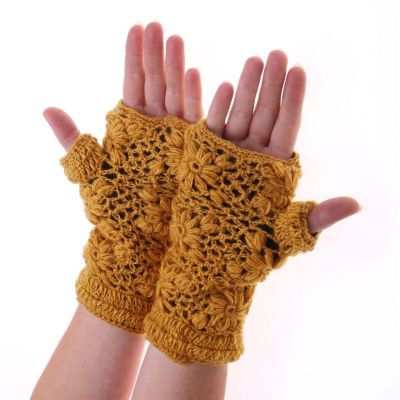 Vlnené bezprstové rukavice Bardia Yellow Nepal