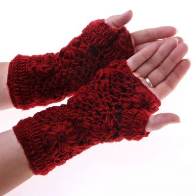Vlnené bezprstové rukavice Bardia Crimson Nepal