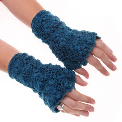 Vlnené bezprstové rukavice Bardia Dark Blue Nepal