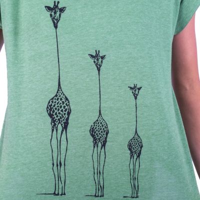 Dámske tričko s krátkym rukávom Darika Giraffe Family Green Thailand