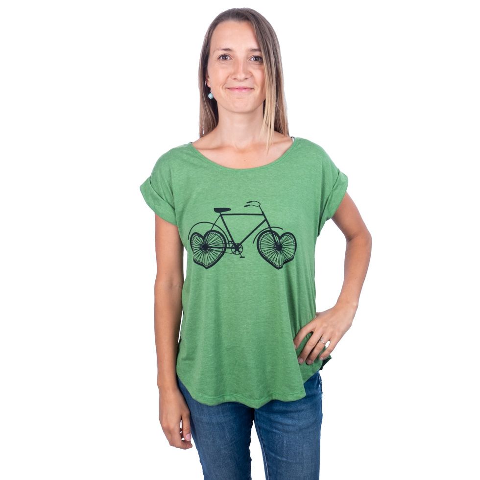 Dámske tričko s krátkym rukávom Darika Love Bike Green Thailand