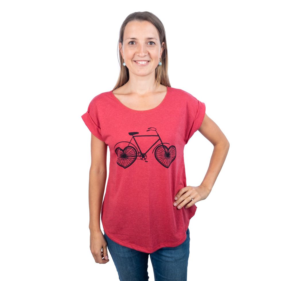 Dámske tričko s krátkym rukávom Darika Love Bike Red Thailand