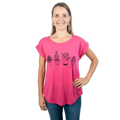 Dámske tričko s krátkym rukávom Darika Cacti Pink | S/M, L/XL