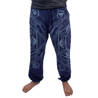Pánske modré etno / hippie nohavice s potlačou Jantur Biru | M, L, XL