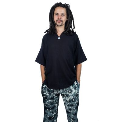 Kurta Lamon Black - pánska košeľa s krátkym rukávom | S, M , L, XL, XXL, XXXL
