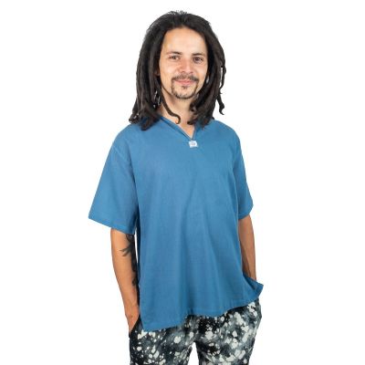 Kurta Lamon Blue - pánska košeľa s krátkym rukávom Thailand