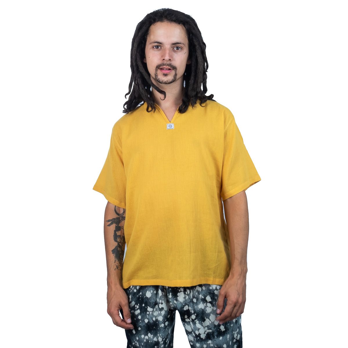 Kurta Lamon Mustard - pánska košeľa s krátkym rukávom Thailand