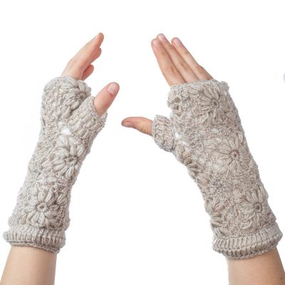 Vlnené bezprstové rukavice Bardia Cream | nátepníky