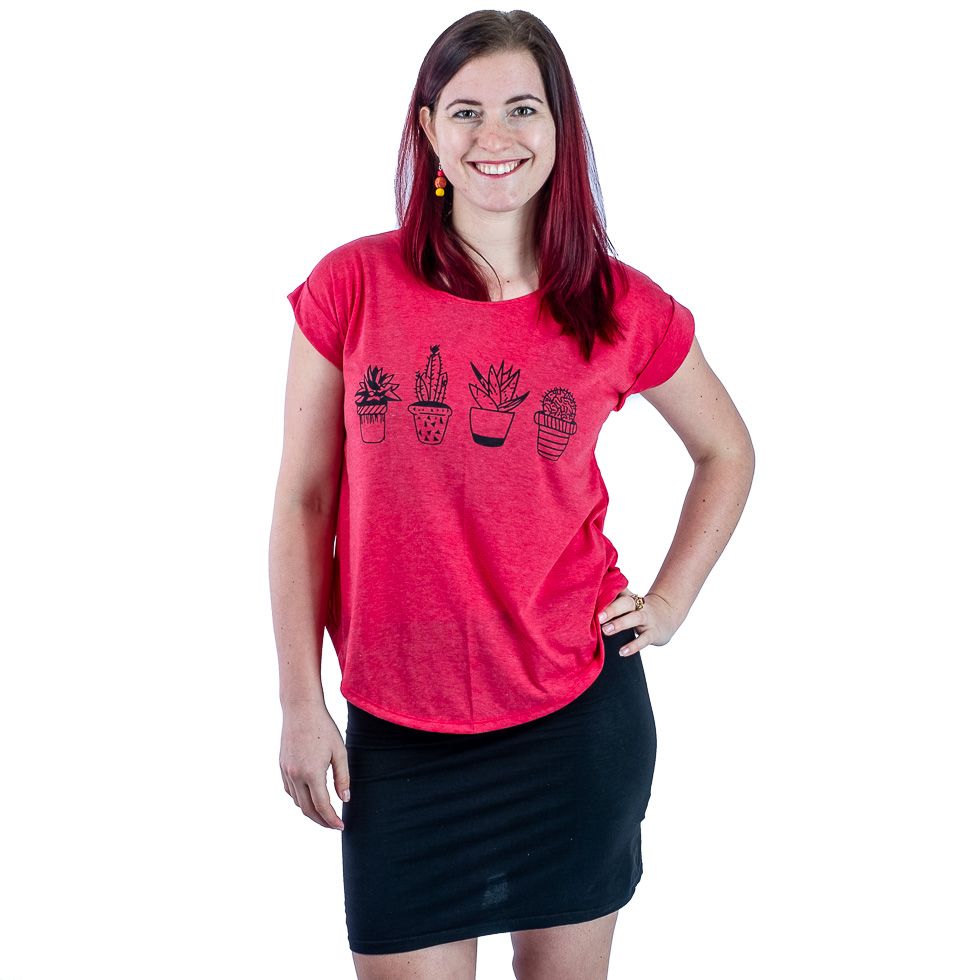 Dámske tričko s krátkym rukávom Darika Cacti Red Thailand