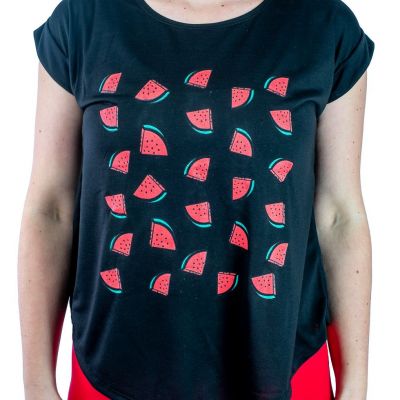 Dámske tričko s krátkym rukávom Darika Watermelons Black Thailand