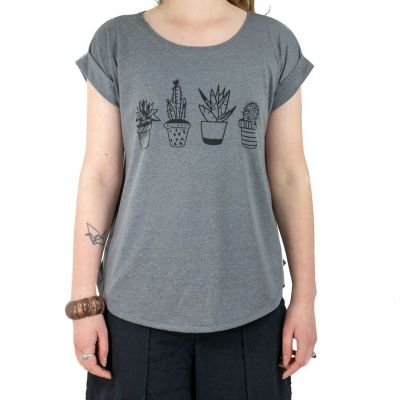 Dámske tričko s krátkym rukávom Darika Cacti Dark Grey Thailand