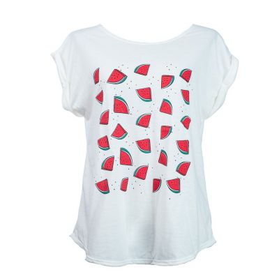 Dámske tričko s krátkym rukávom Darika Watermelons White | UNI