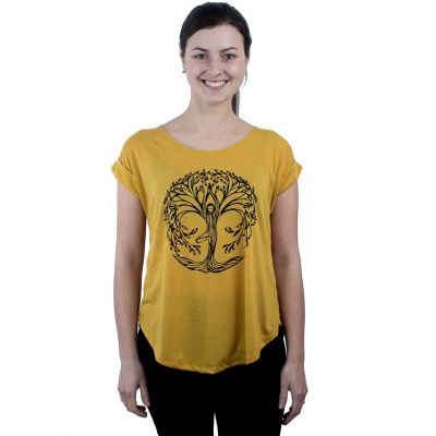 Dámske tričko s krátkym rukávom Darika Yoga Tree Yellow | UNI