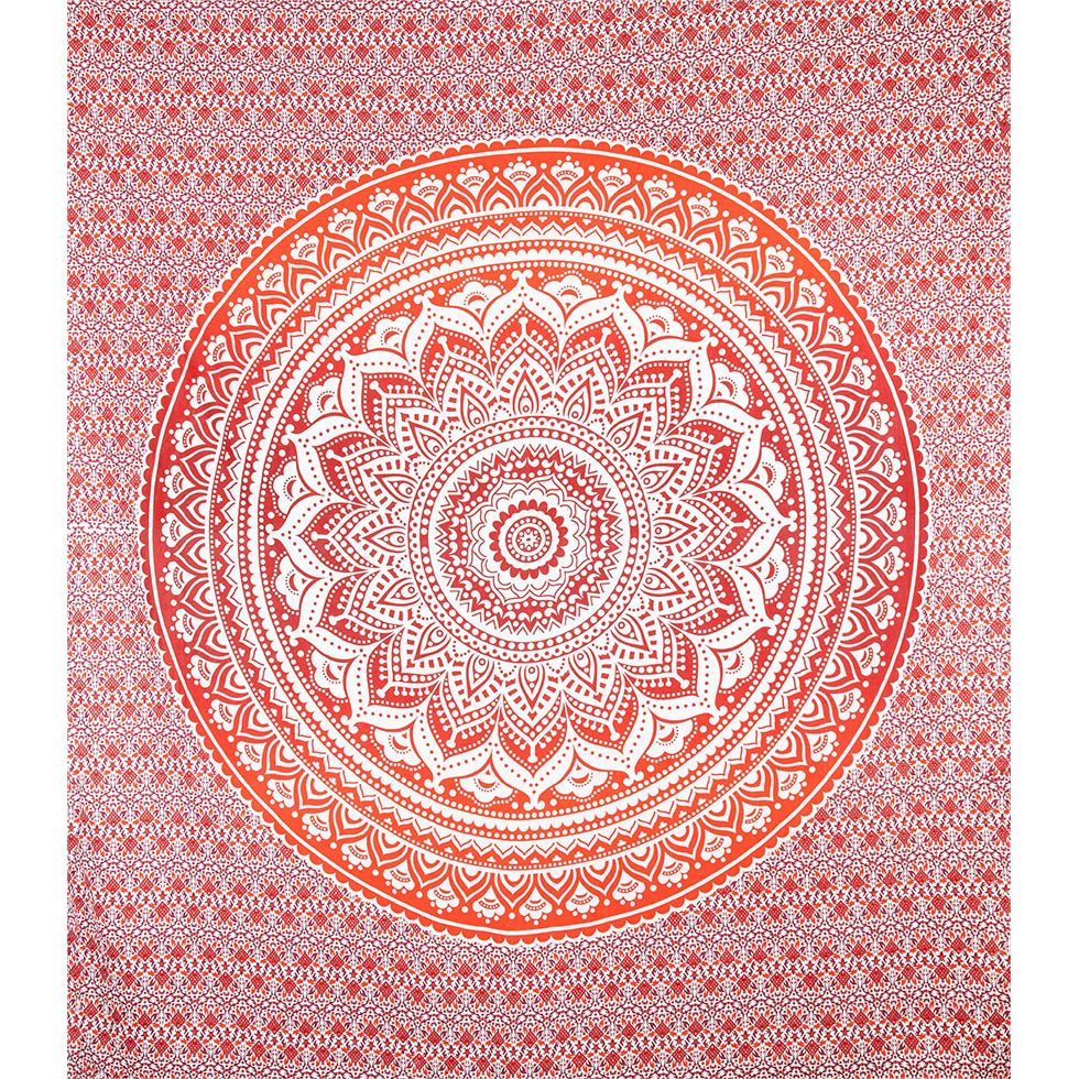 Bavlnený prehoz cez posteľ Mandala - červený India