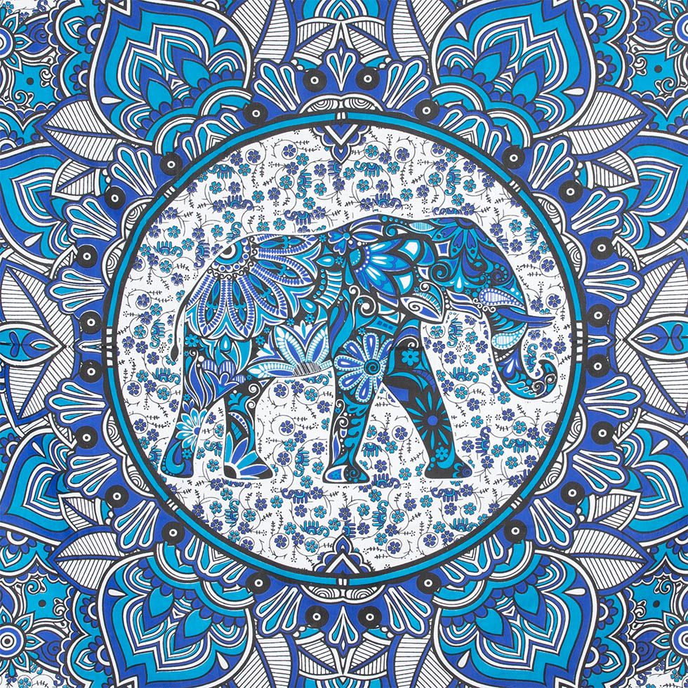 Bavlnený prehoz cez posteľ Slon v mandale - modrý India
