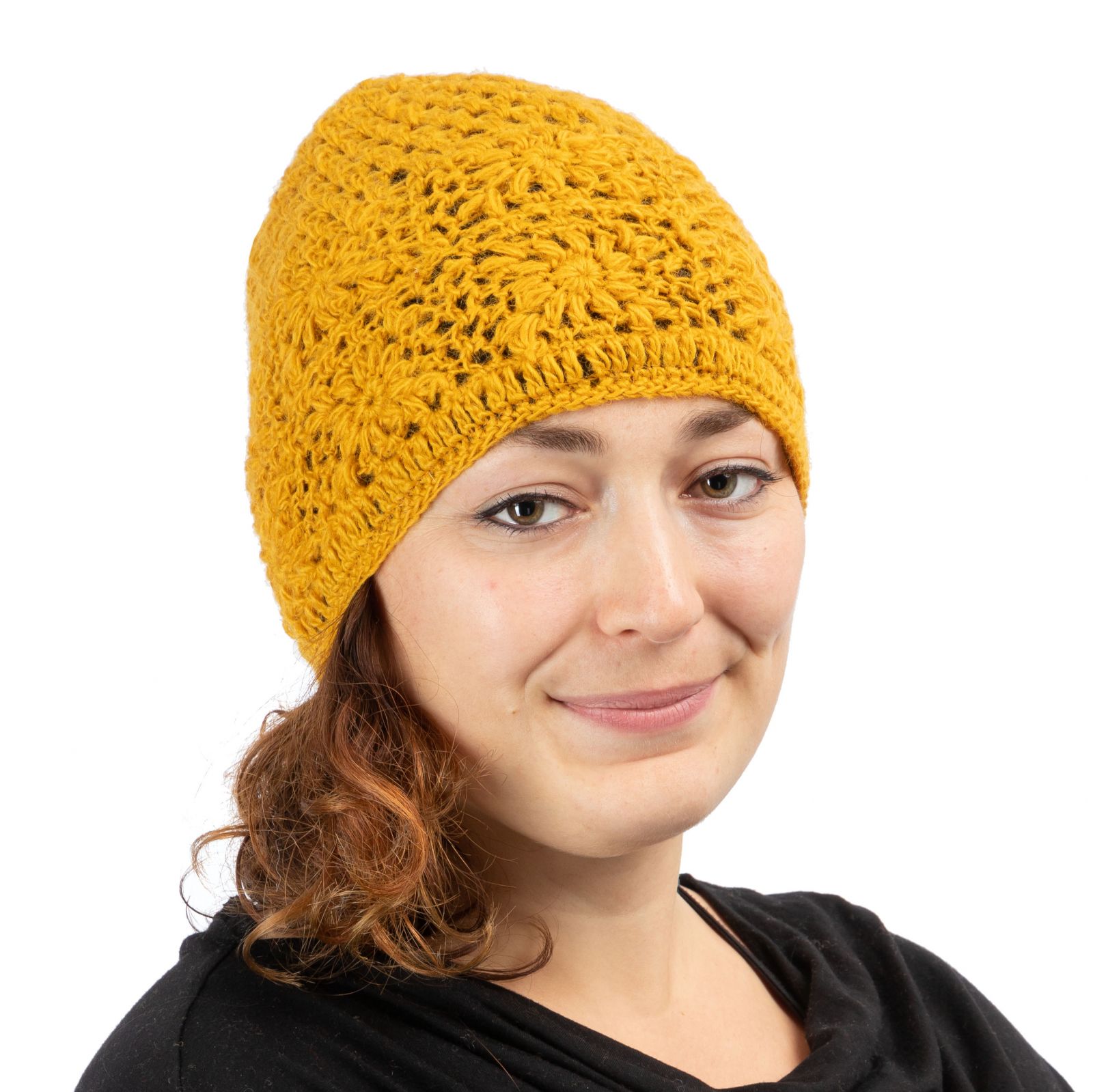 Háčkovaná vlnená čiapka Bardia Yellow Nepal