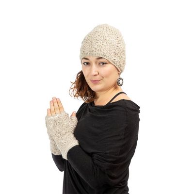Vlnené bezprstové rukavice Bardia Cream Nepal