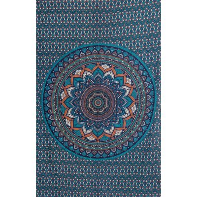 Bavlnený prehoz cez posteľ Lotosová mandala – modrý