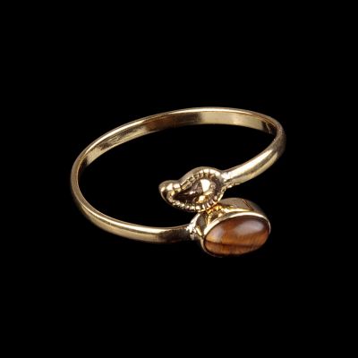 Mosadzný prsteň Laurentia | tigrie oko, onyx, mesačný kameň