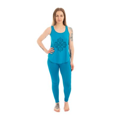 Bavlnené oblečenie na jogu Dvojité dordže a Čakry – modré - - legíny L/XL Nepal