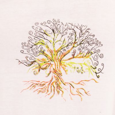 Bavlnené oblečenie na jogu Strom života a Čakry – biele - - legíny S/M Nepal
