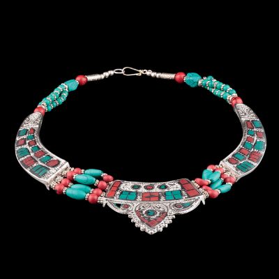 Korálkový náhrdelník Amunet Green-Red